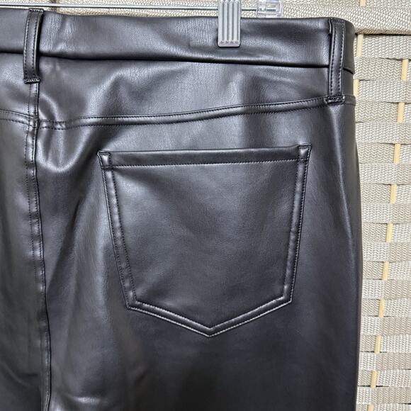 NYDJ Marilyn Straight Faux Leather Jeans Women 14 Black Sculpt Her Lift Tuck NEW - Picture 5 of 12